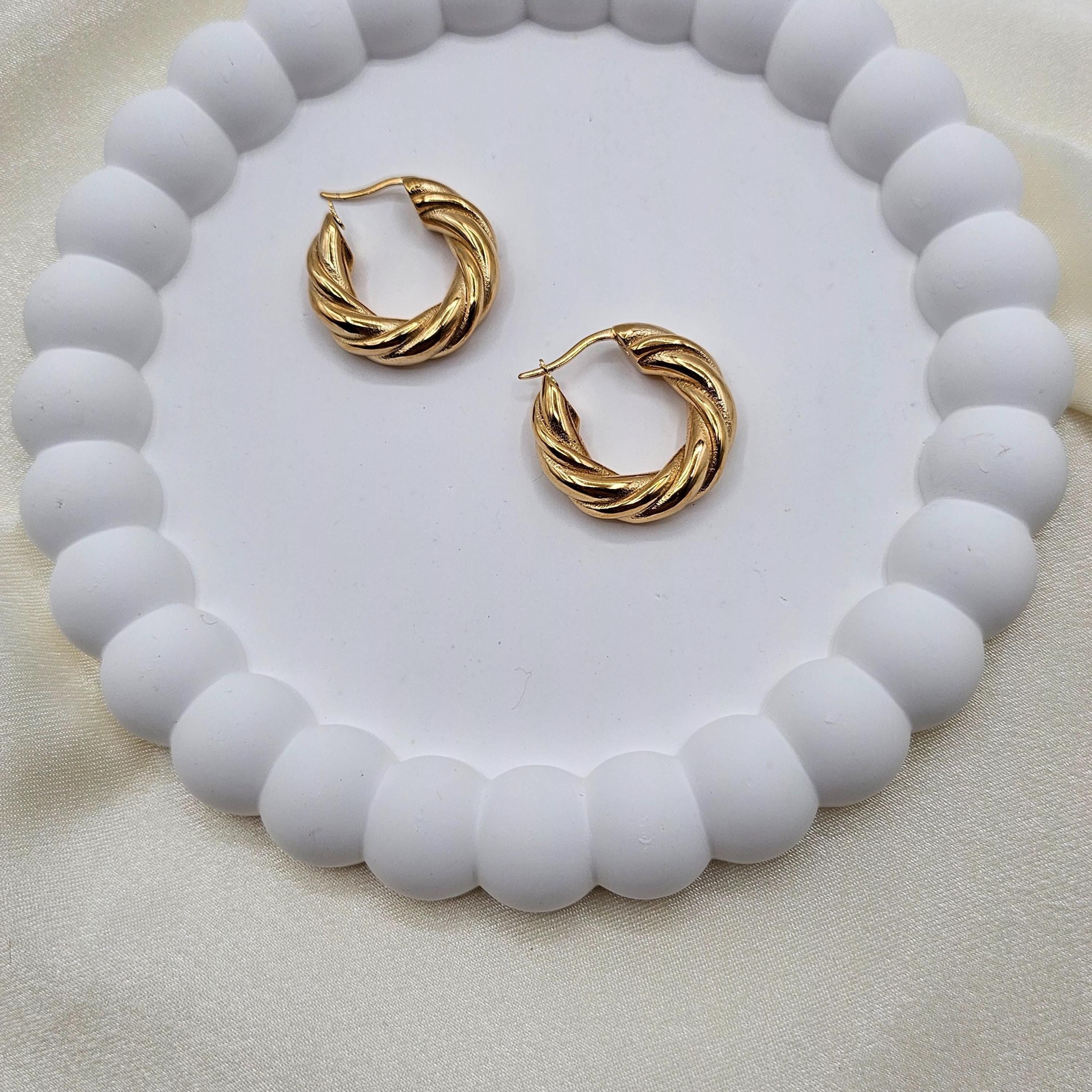 Twisted Gold Hoop Earrings