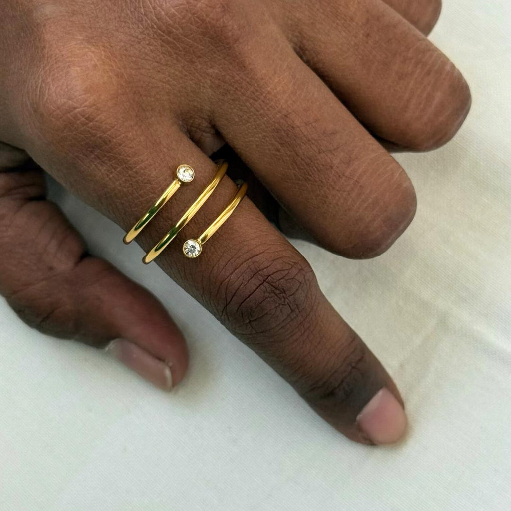 Double Coil Crystal Ring