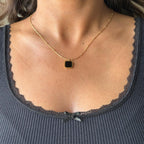 Gold Black Square Pendant Necklace
