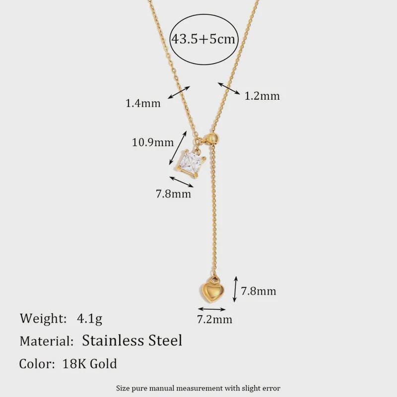 Gold Heart Lariat Necklace