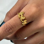 Gold Love Script Ring