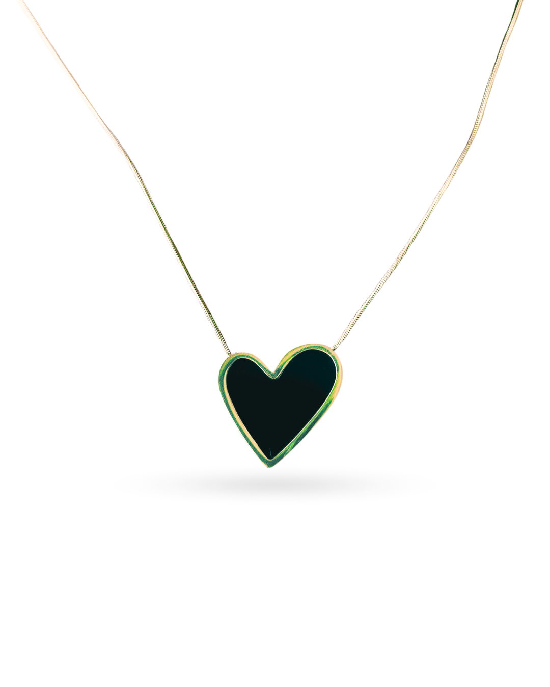 Black Enamel Heart Necklace