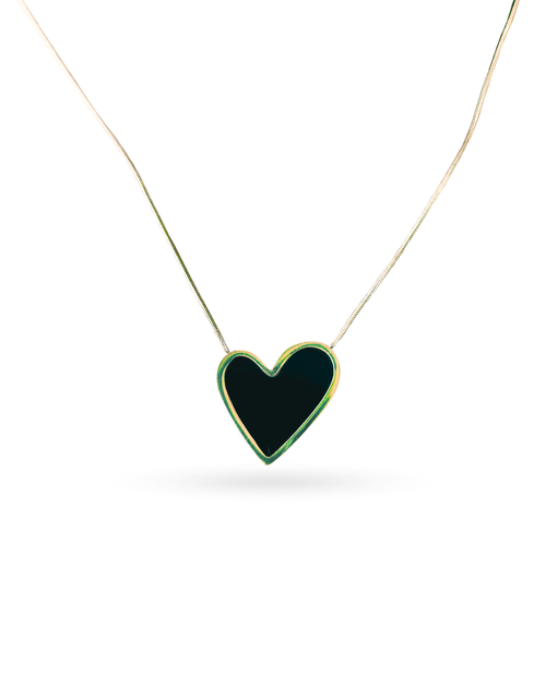 Black Enamel Heart Necklace