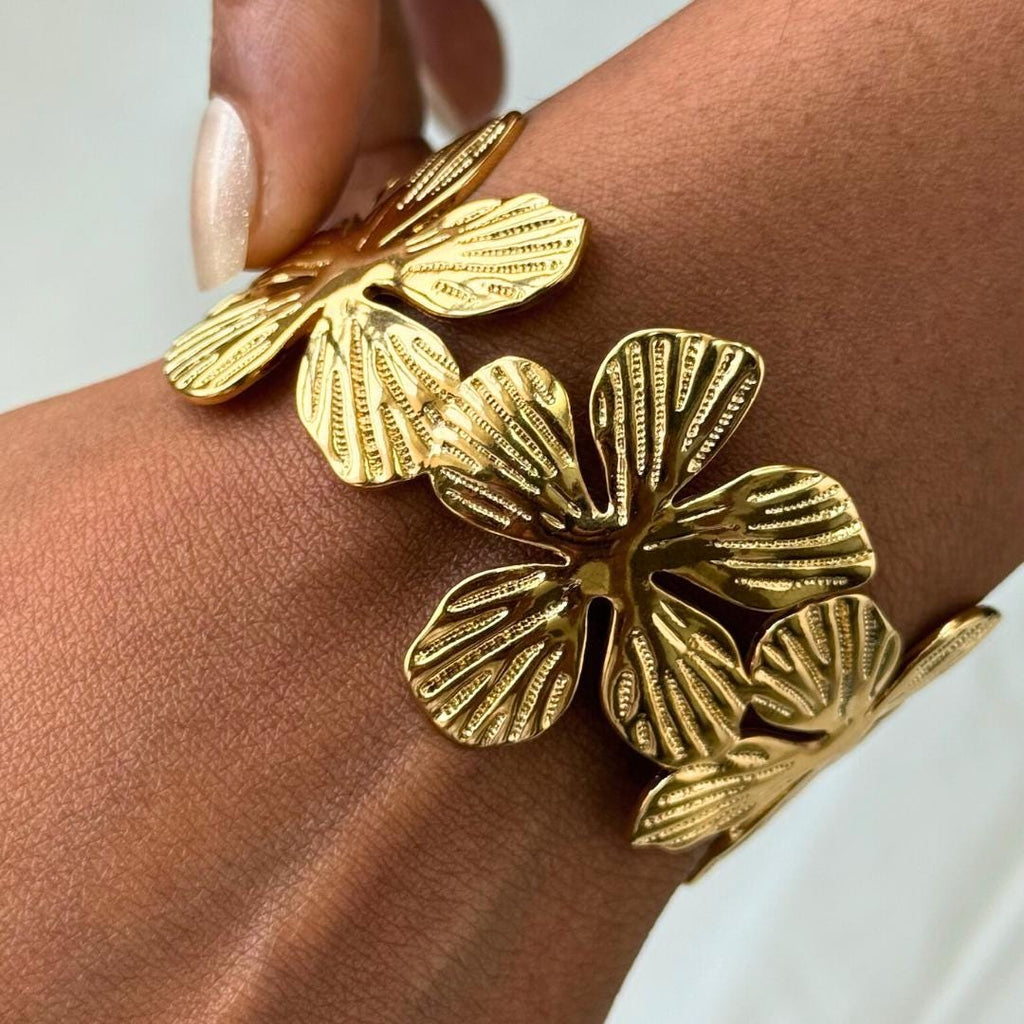 Floral Adjustable Bangle Bracelet