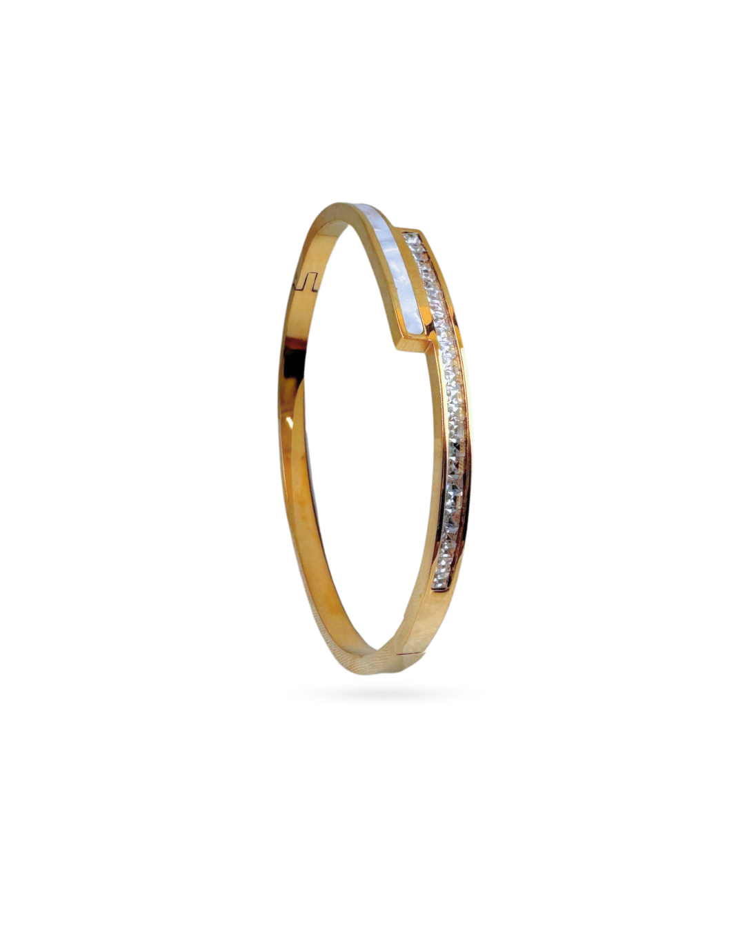Mother of Pearl Inlay Gold Bangle Bracelet