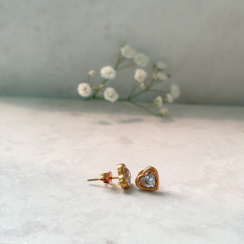 Heart Zircon Stud Earrings