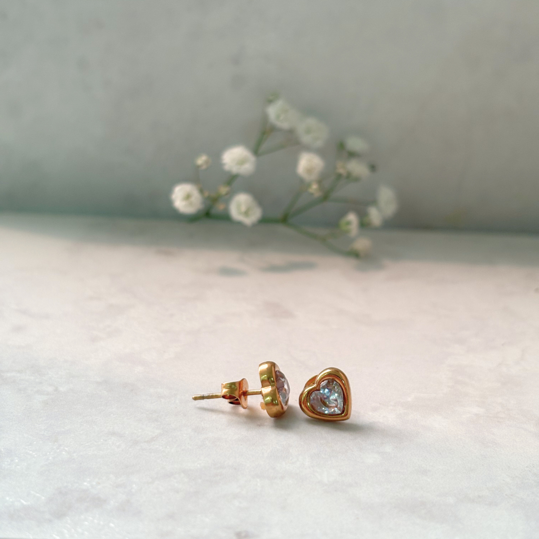 Heart Zircon Stud Earrings
