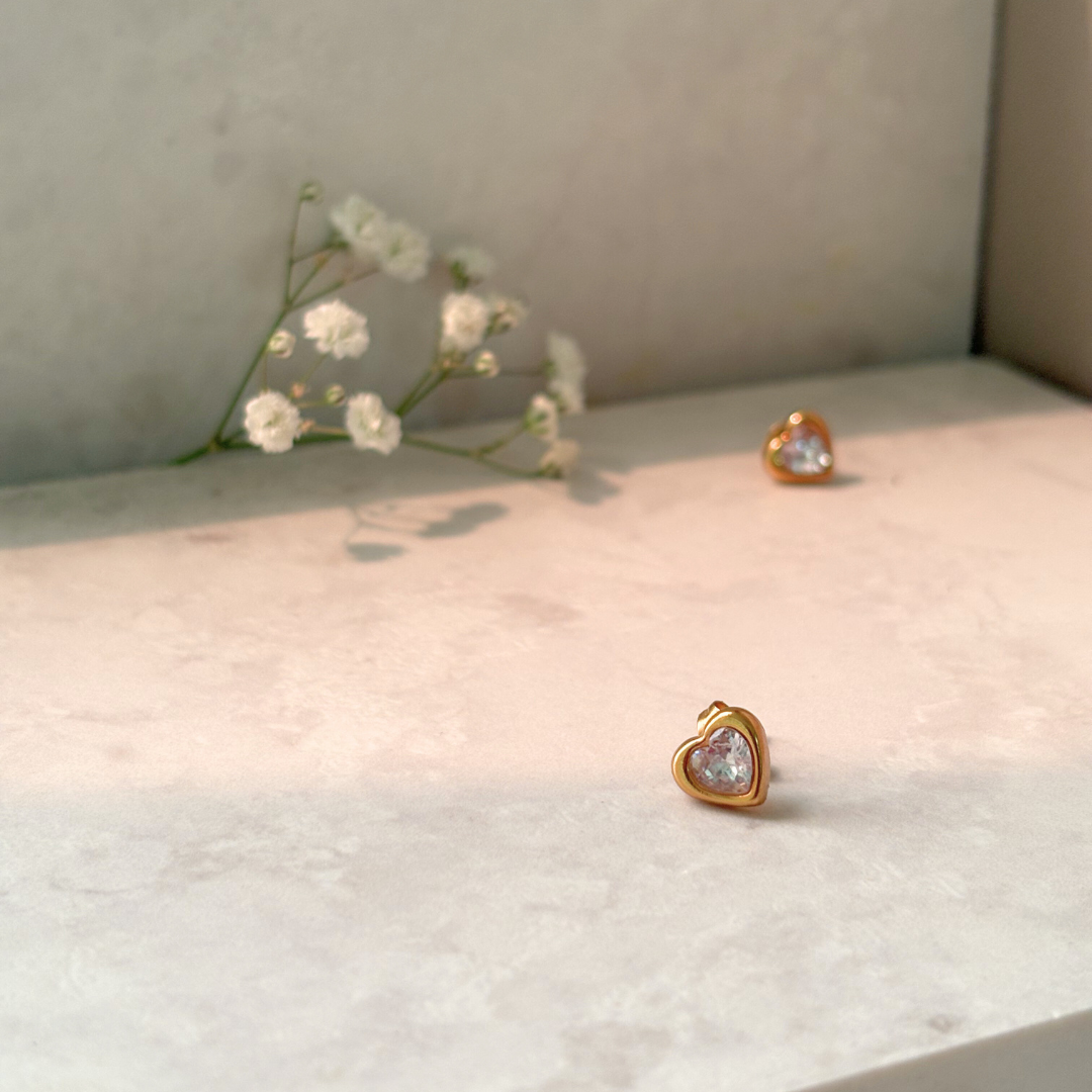 Heart Zircon Stud Earrings
