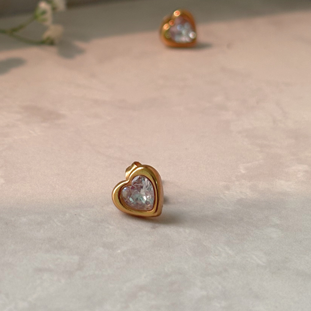 Heart Zircon Stud Earrings