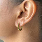 Oval Chunky Huggie Hoop Earrings