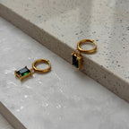 Square Emerald Hoop Earrings