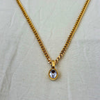 Chunky Gold Chain Crystal Pendant Necklace