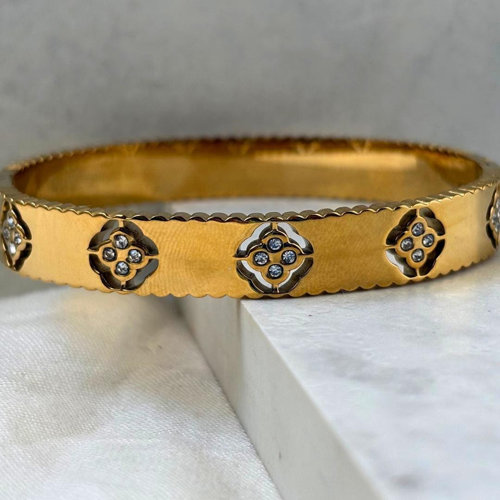 Floral Gold Bangle Bracelet