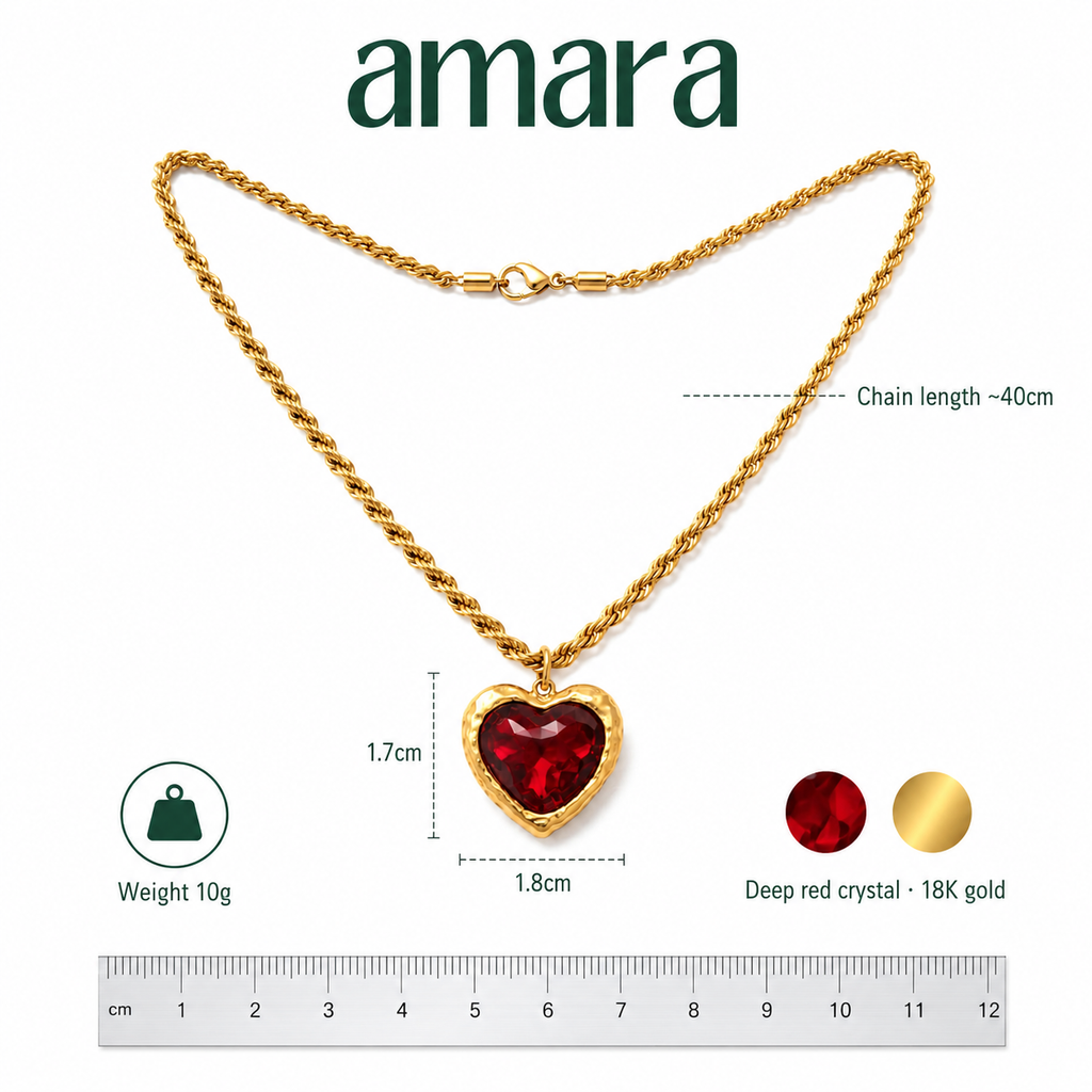 Red Heart Pendant Necklace