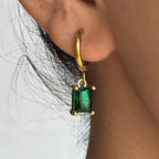 Square Emerald Hoop Earrings