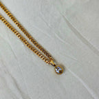 Chunky Gold Chain Crystal Pendant Necklace