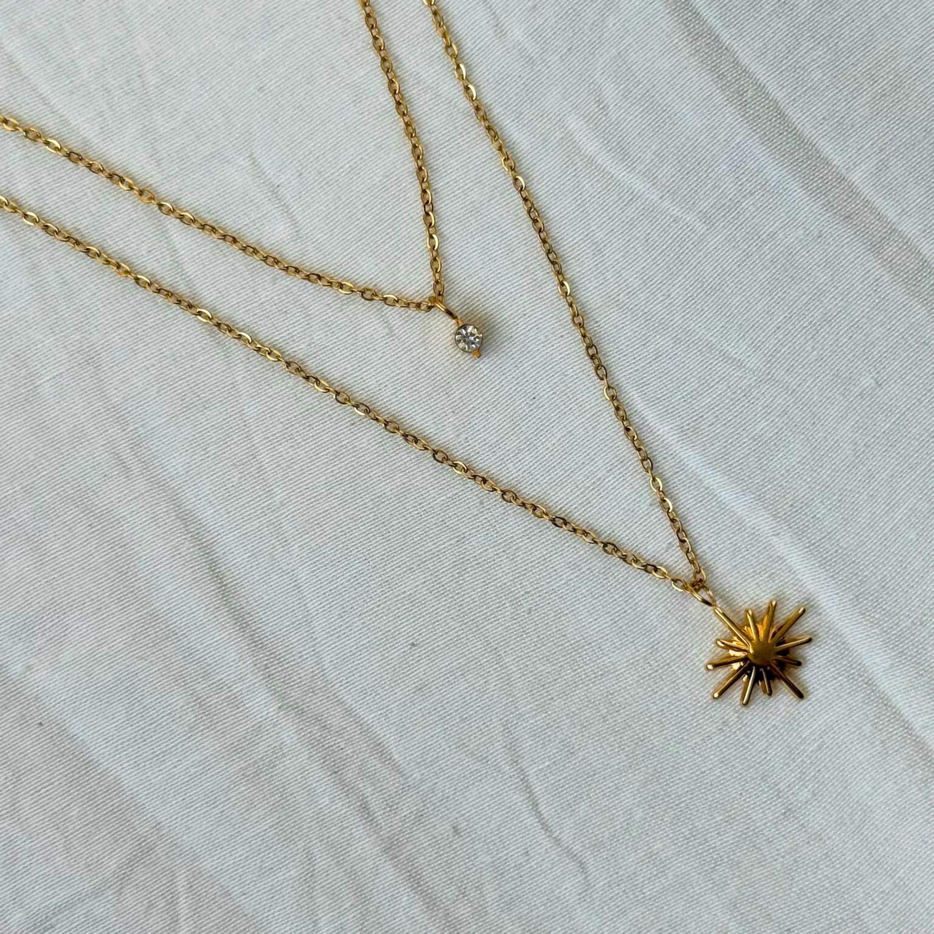 Double Layered Sunburst Necklace