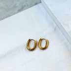 Oval Chunky Huggie Hoop Earrings