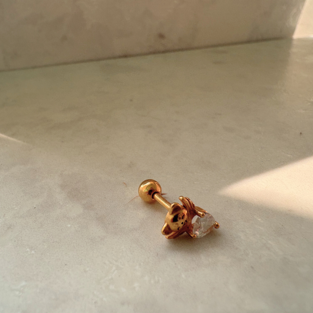 Mini Heart Zircon Single Stud Earring