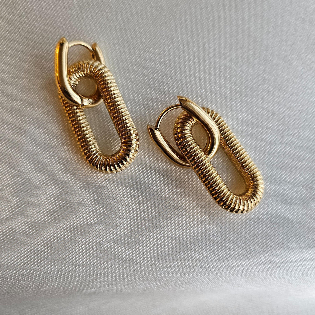 Spiral Coil Drop Hoop Earrings