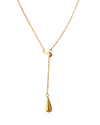 Chic Gold Lariat Necklace with Teardrop Pendants