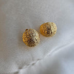 Chunky Lava Textured Gold Stud Earrings