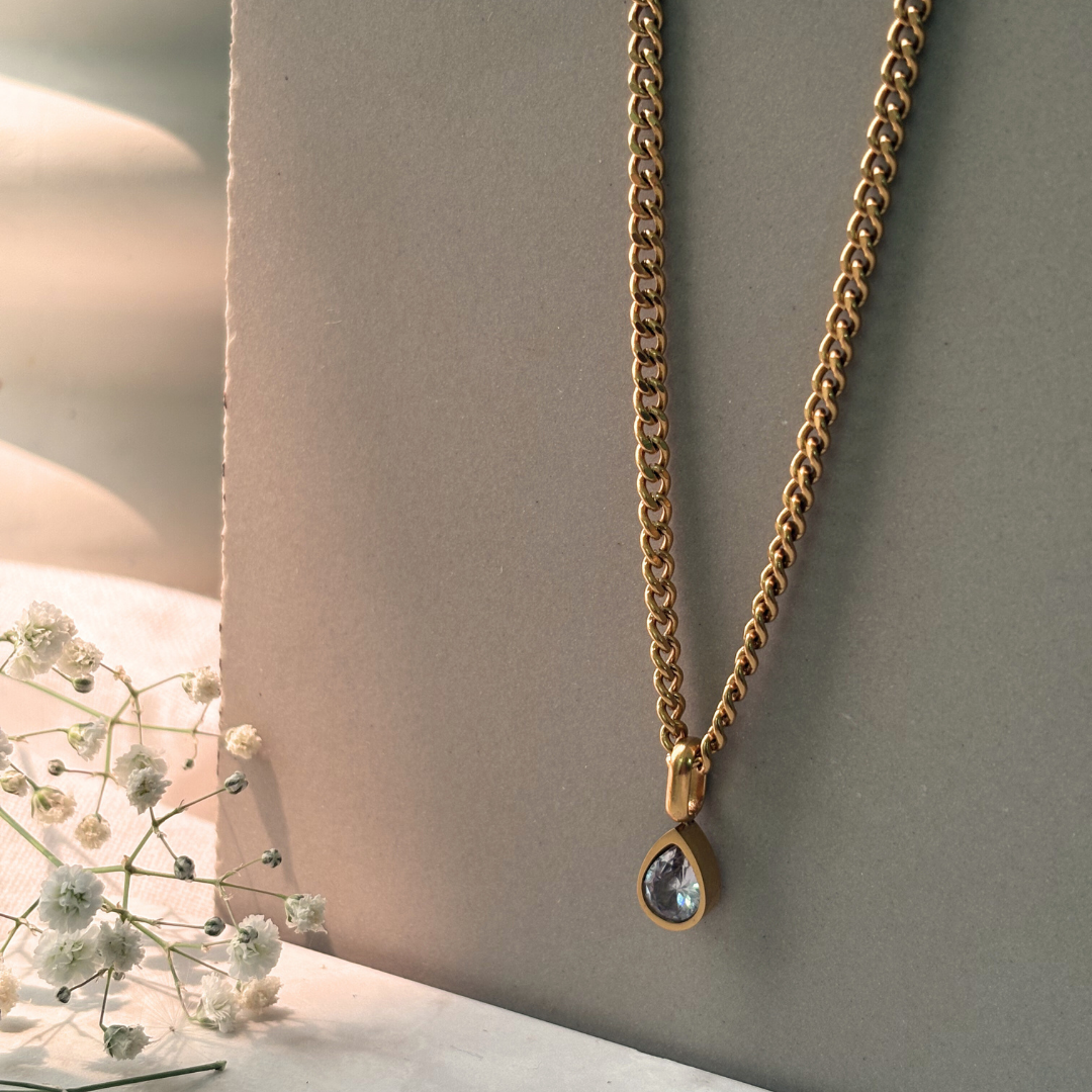 Water Drop Zircon Pendant Necklace