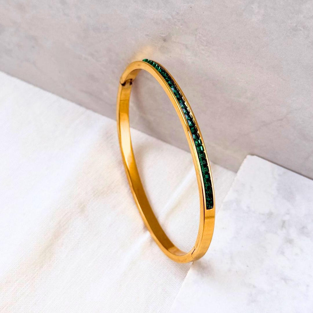Emerald Stone Bangle Bracelet