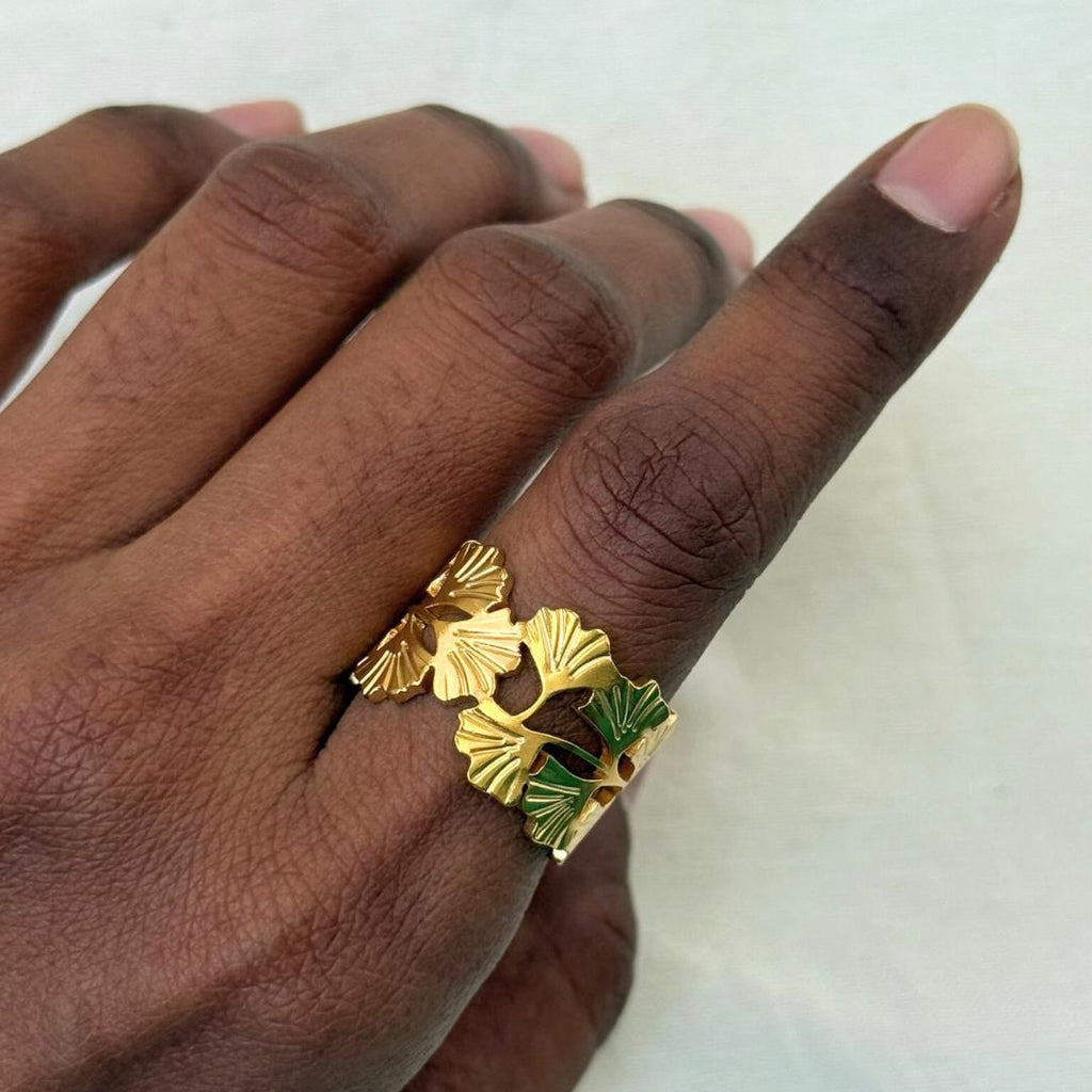 Ginkgo Leaf Gold Ring