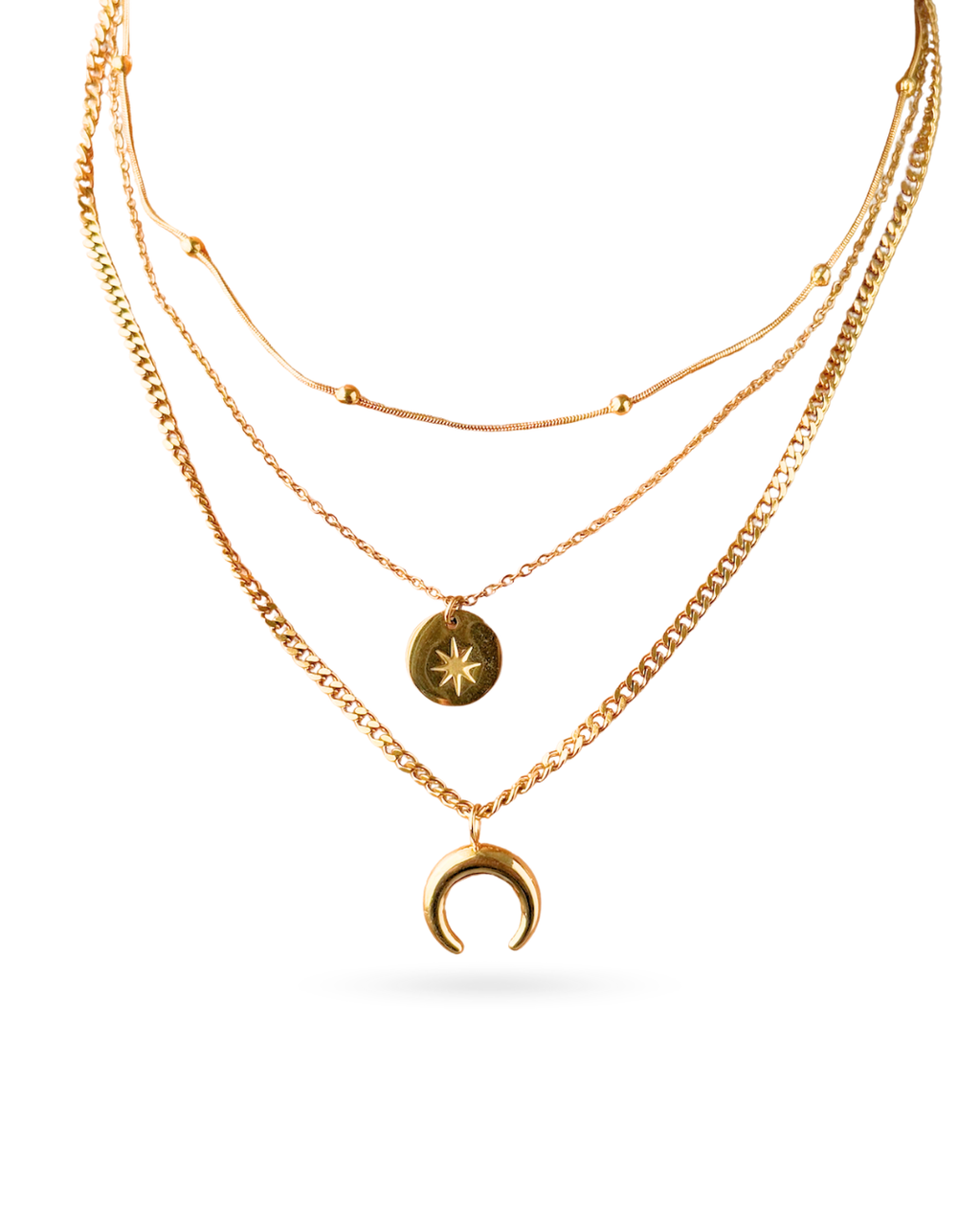 Star Moon Three Layered Necklace