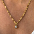 Chunky Gold Chain Crystal Pendant Necklace