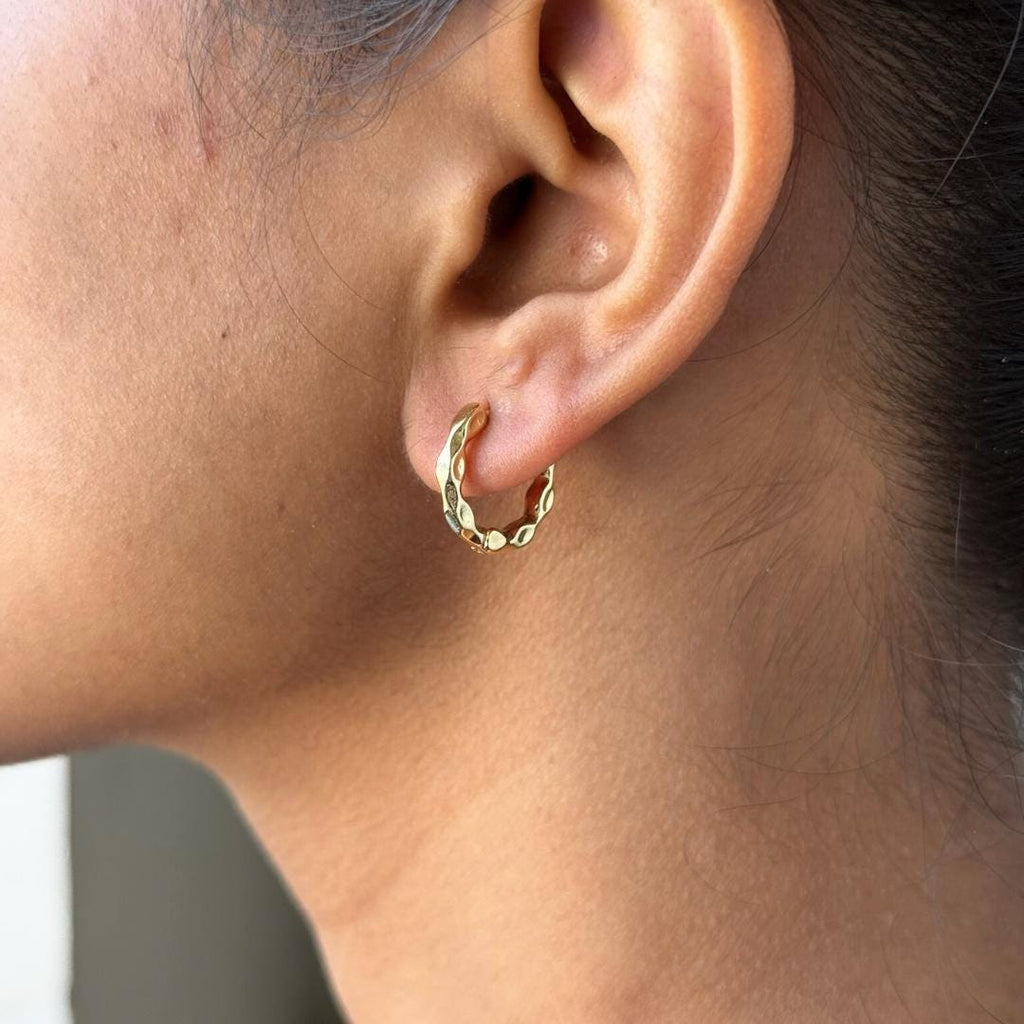 Twisted Wave Huggie Hoop Earrings