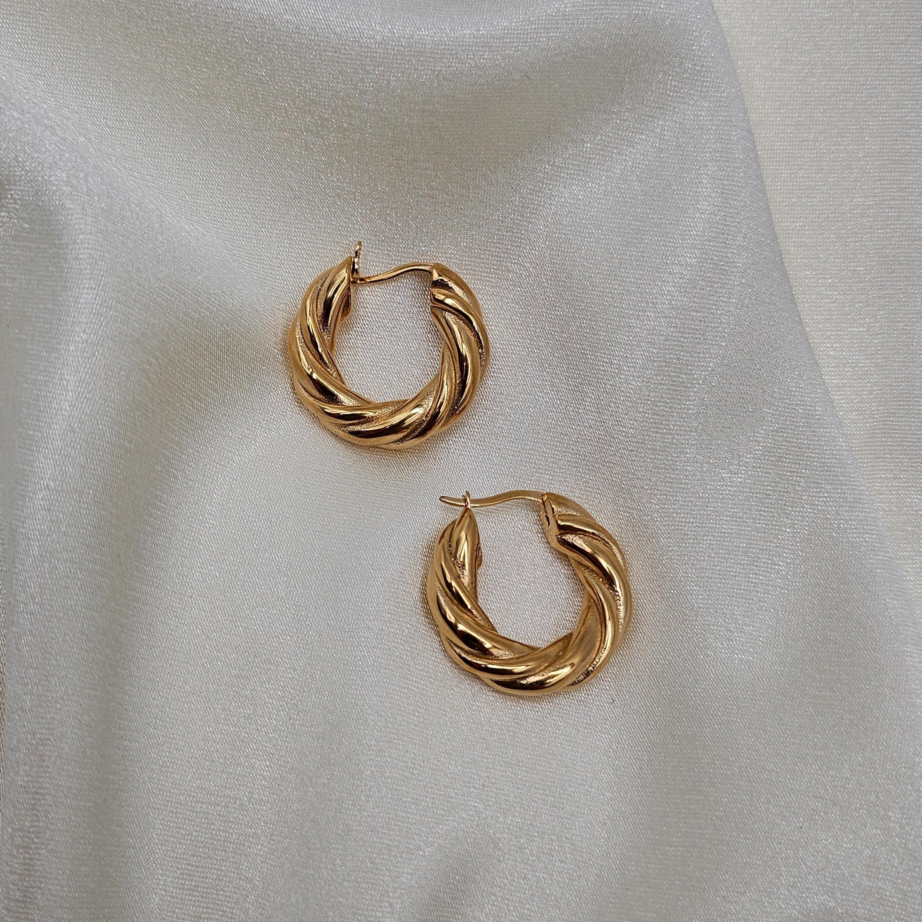 Twisted Gold Hoop Earrings
