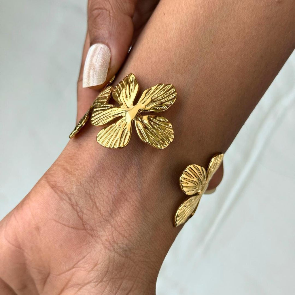 Floral Adjustable Bangle Bracelet