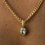 Chunky Gold Chain Crystal Pendant Necklace