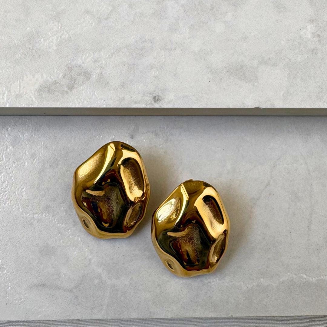 Gold Statement Stud Earrings