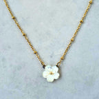 Mother Of Pearl Flower Necklace