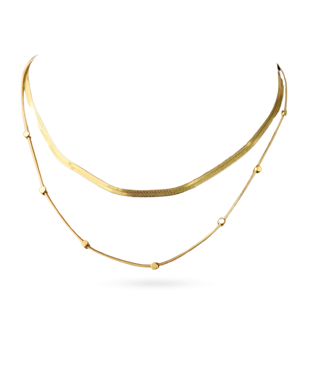 Double Herringbone Chain Necklace Set