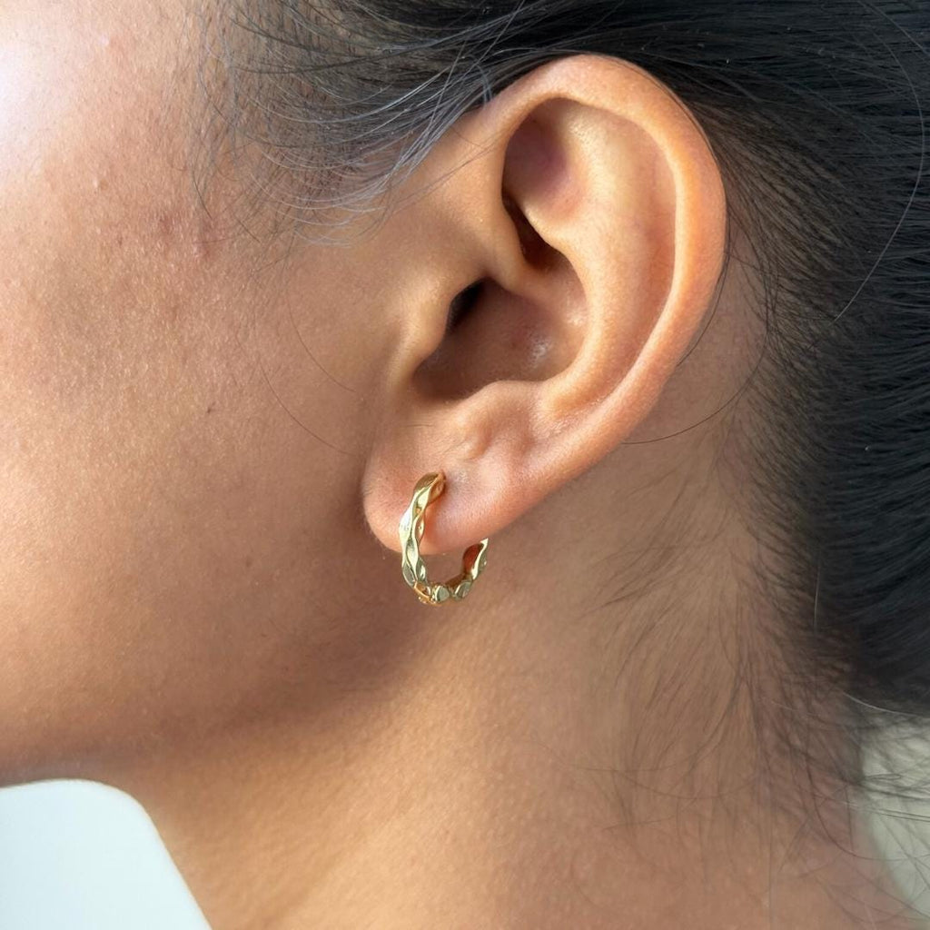 Twisted Wave Huggie Hoop Earrings