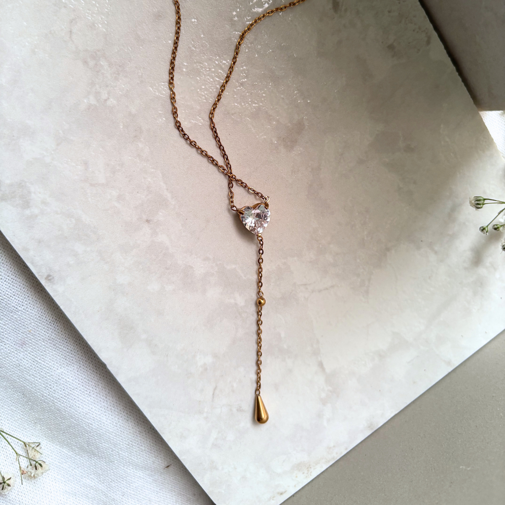 Zircon Heart Chain Necklace