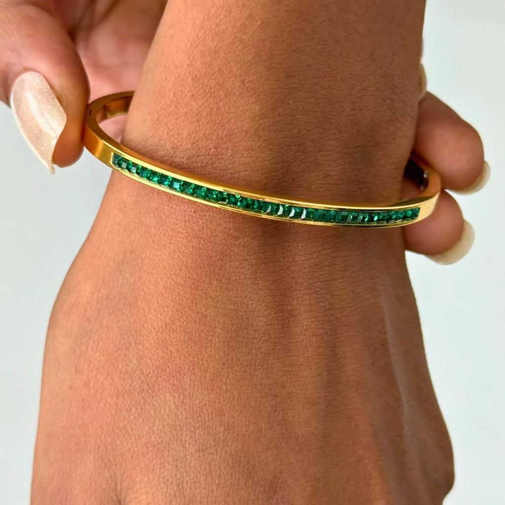 Emerald Stone Bangle Bracelet