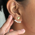 Gold Pearl Heart Ear Jacket Earrings