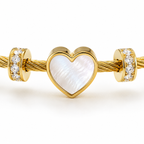 Heart Charm Cable Bangle
