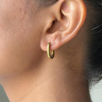 Oval Chunky Huggie Hoop Earrings