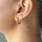 Oval Chunky Huggie Hoop Earrings