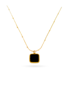 Gold Black Square Pendant Necklace