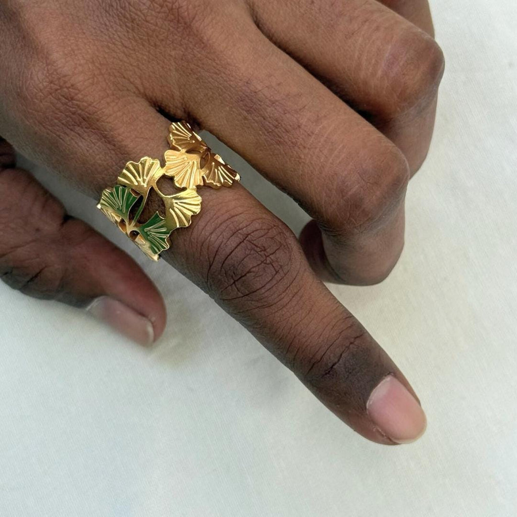Ginkgo Leaf Gold Ring
