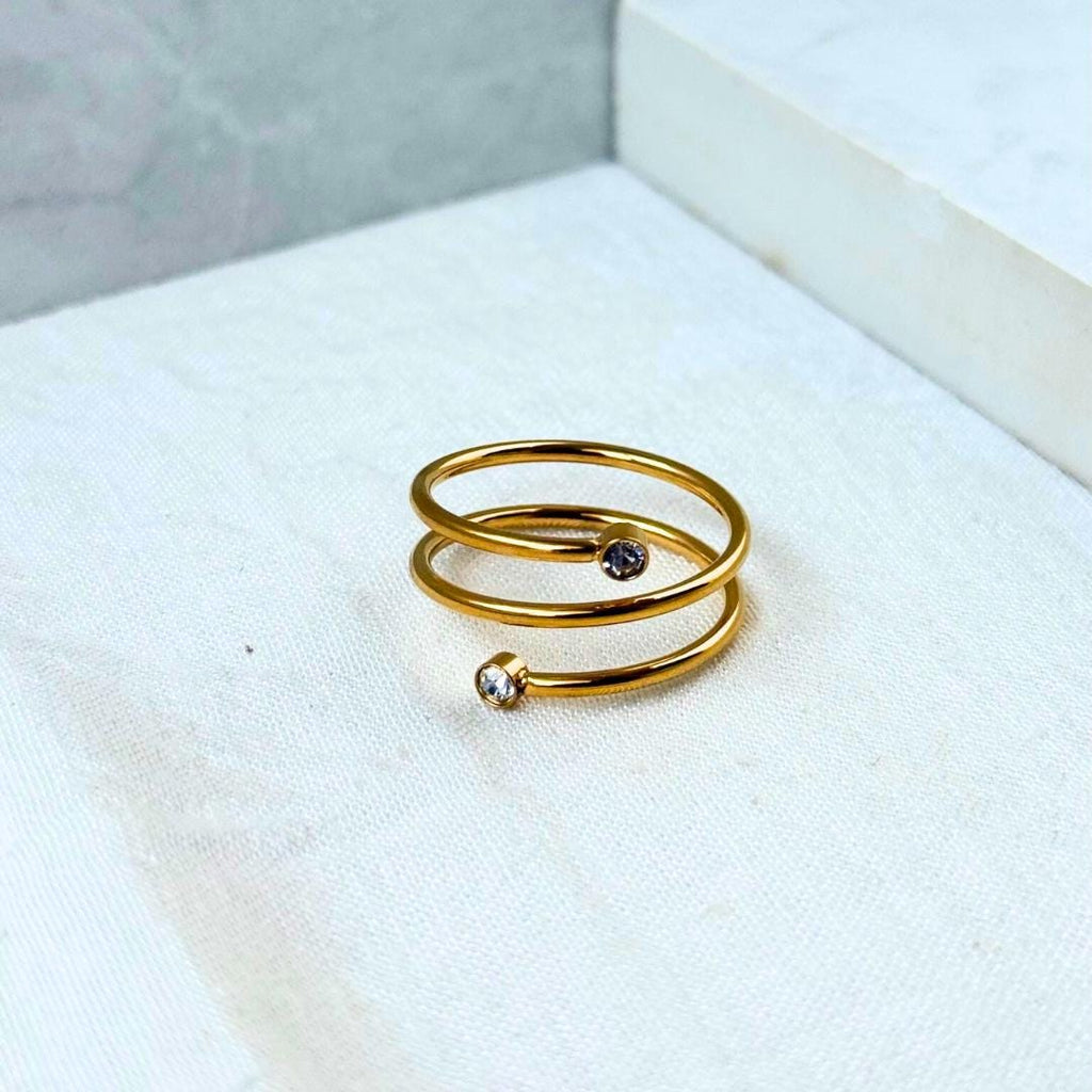Double Coil Crystal Ring
