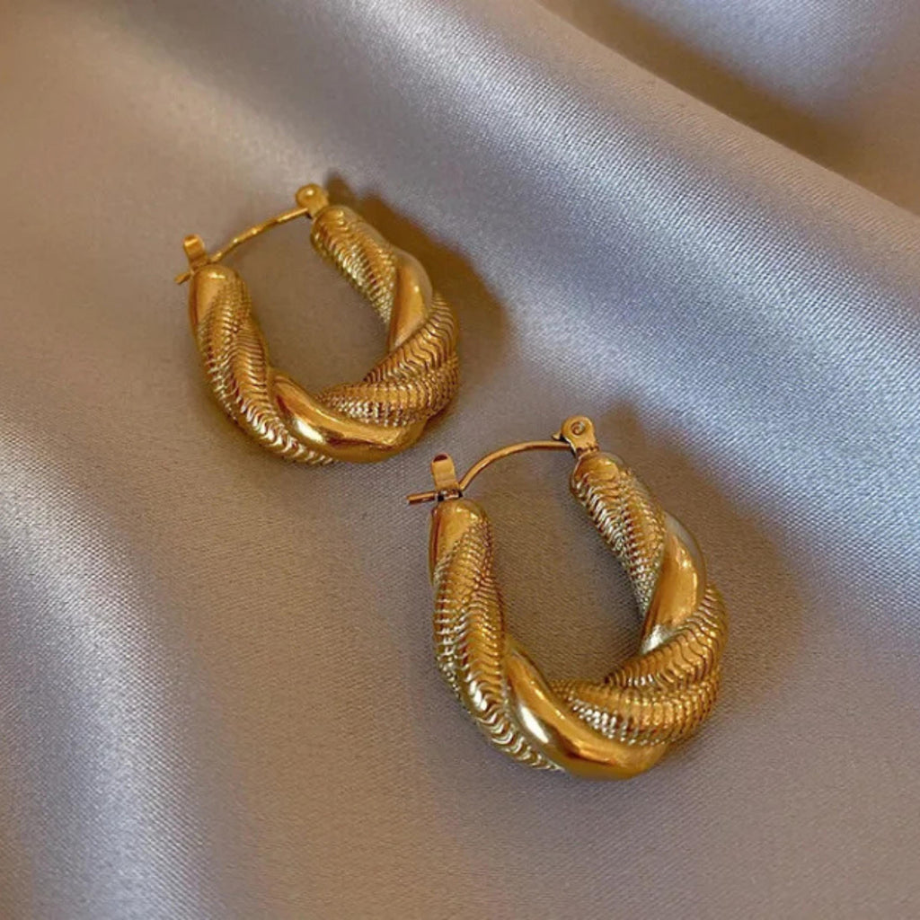 Twisted Gold Hoop Earrings