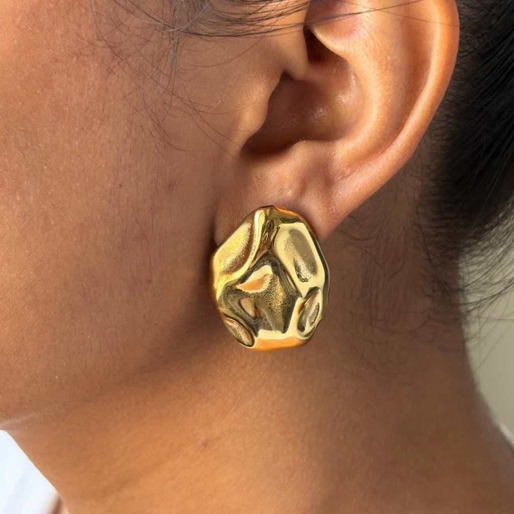 Gold Statement Stud Earrings